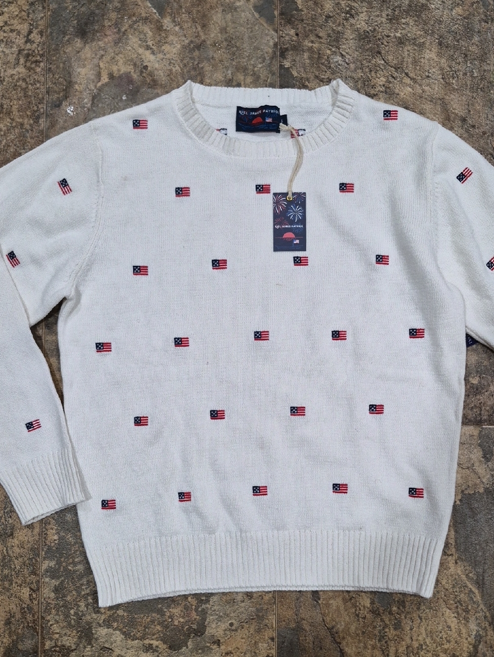 NWT Kiel James Patrick American Flag Crew Neck Sweater LG
